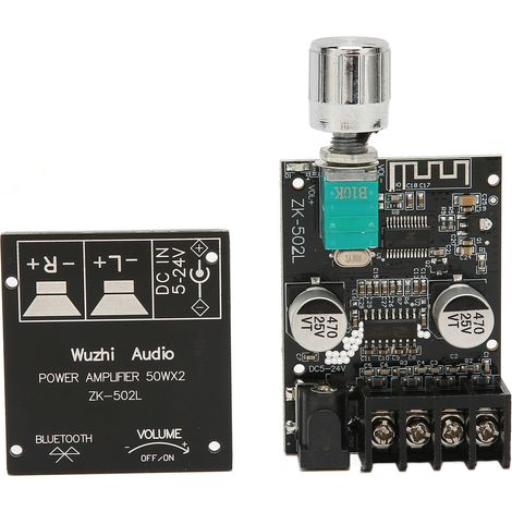 Carte d'amplificateur de puissance numérique Bluetooth 5.0, module mini-amplificateur de puissance stéréo avec interrupteur marche/arrêt et volume réglable (1/5)