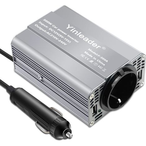 Convertisseur 12V 220V 300W, Onduleur de Voiture avec Allume-Cigare, Transformateur de Tension (1 Prise EU, 2 USB 3.1A), Adaptateur Secteur Portable pour Auto, Camping, PC Portable (1/5)