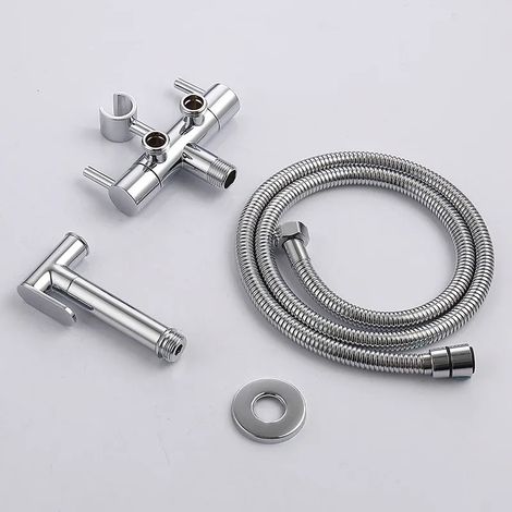 Ensemble complet de bidet en laiton avec robinetterie et douchette, finition or brossé noir. (1/4)