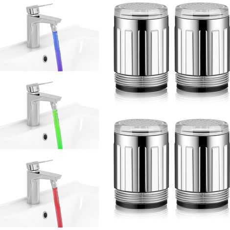 CCYKXA Bunter LED-Wasserhahn – 4 Stück mit 3 Farben, temperaturempfindlichem Temperatursensor für Badezimmer und Küche (1/5)