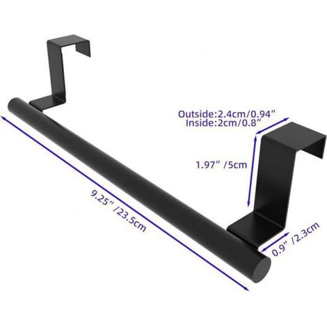 Porte-Serviettes - Acier Inoxydable - Pour Portes 20,3 cm D'Épaisseur - Noir Mat - Lot De 2 (1/4)