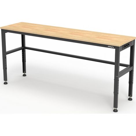 Banco de trabajo con altura ajustable y enchufes AC y USB, 2000 x 510 mm (1/5)