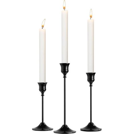 Trio de chandeliers en métal noir - ensemble de 3 supports coniques pour table et ambiance (1/5)