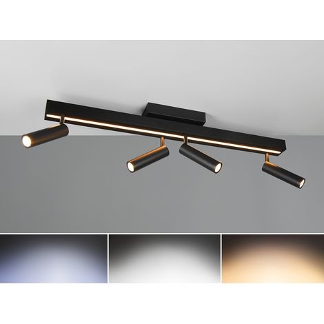 Ausziehbarer LED Deckenstrahler ZENO mit 4 Spots Schwarz max. Breite 133cm