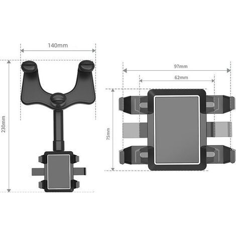 Support de téléphone de Voiture pour rétroviseur, Auto Support Téléphone Voiture Rotatif et Rétractable à 360° pour Tous Les Smartphones (1/4)