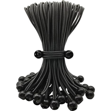 50x Kugelspanner 25cm Schwarz Planenspanner Gummispanner für Zelt (1/5)