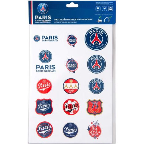 Planche A4 autocollants logos PSG – Sticker véhicule pour voiture – Résistant aux intempéries – Application facile et rapide – Sumex