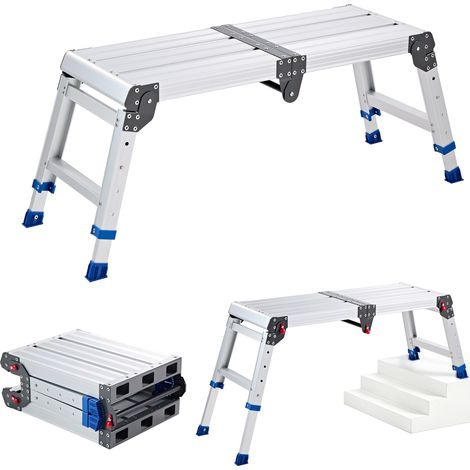 VEVOR Piattaforma da Lavoro Pieghevole in Alluminio, Altezza Regolabile 36-50,8 cm, Pedana da Lavoro Pieghevole, Portata Max 226,8 kg, con Blocchi di Sicurezza, per Pittura, Pulizia, Uso Domestico (1/5)
