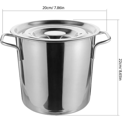 Marmite à fruits de mer en inox avec couvercle, 2,5 L, 20 cm diamètre, 2 poignées, pour la cuisson des écrevisses et de la viande (1/5)