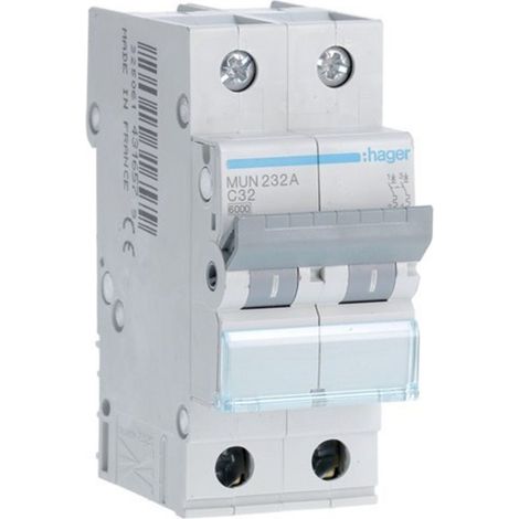 HAGER MUN232A  Disjoncteur 2P 32A courbe-C 6kA