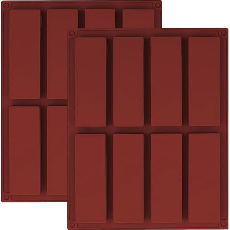 Praktisch zum Backen: 8 Mulden, 26,6 x 21 cm, Braun., 2er Pack Müsliriegel Backform Silikon (1/5)