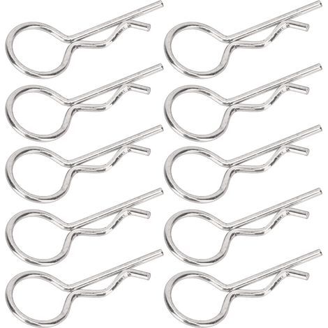 10 Pièces R-Clips en Métal pour Suspension de Voiture RC 10.5mm, Compatible Modèles 1/5 1/6 1/8 1/10, Attaches de Carrosserie Argentées (1/5)