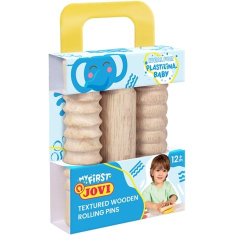 Los rodillos de madera JOVI con 3 relieves diferentes son el mejor complemento para empezar a descubrir todas las posibilidades de nuestra PLASTILINA