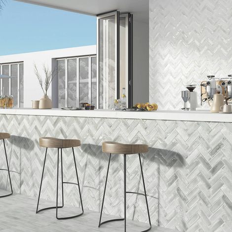 Carrelage Mural Mini Metro 5x15cm Premium. Beret White Brillant (1/2)