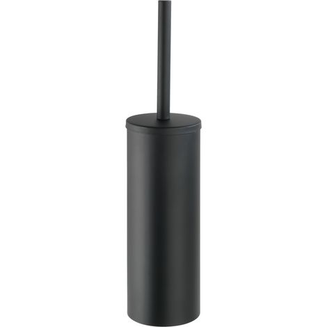 WENKO Turbo-Loc® Edelstahl WC-Garnitur Orea Black Matt geschlossen, WC-Bürstenhalter, Befestigen ohne bohren, Schwarz, Edelstahl rostfrei schwarz (1/5)