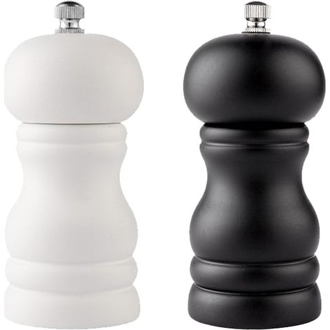 Set de 2 saliere și piperiere Peugeot Paris, esență de fag, dimensiuni 5 x 12 cm, finisaj alb și negru, ideal pentru masă și cadou. (1/5)