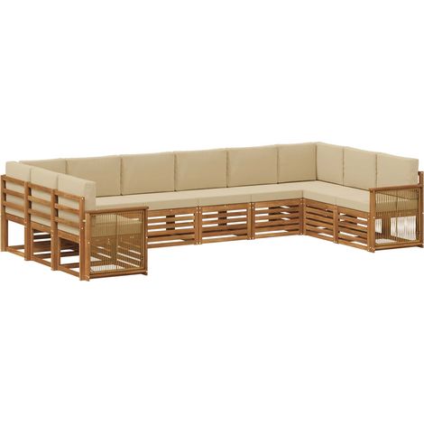 Conjunto de sofás de exterior 7 uds. 10 plaza Natural vidaXL (1/5)