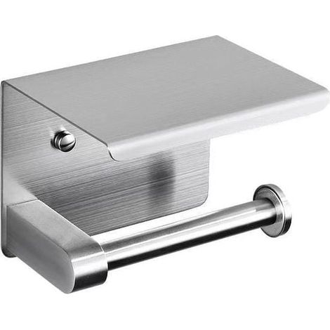Portarrollos de papel higiénico, soporte de pared para papel higiénico, portarrollos de acero inoxidable 304, instalación con tornillos o adhesivo 3M, color plata. (1/2)