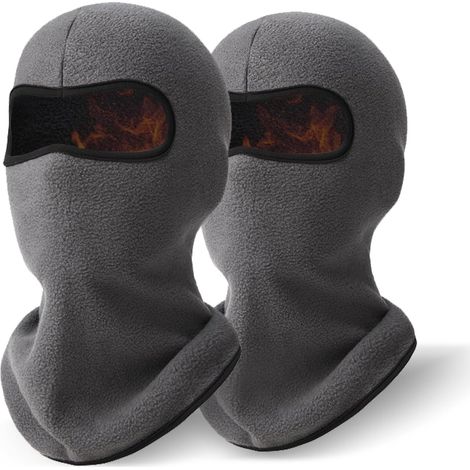 2 Pièces Cagoule Moto, Chaude Cagoule Ski, Hiver Cagoules Homme Femmes, Coupe-Vent et du Froid Cagoules, Ski Mask, Balaclava Homme pour Les Sports de Plein Air en Hiver, Gris (1/5)