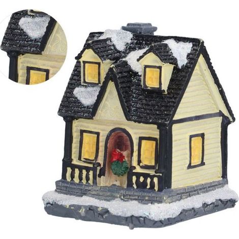 Village de Noël en résine Maison de Noël en résine Lumière LED Village de Noël Maison Illuminée de Noël deco lampe (1/4)