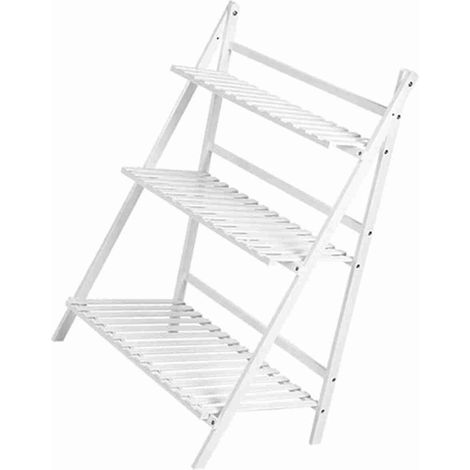 Support de Pots de plantes pliables multicouches, étagère pour balcon, salon, jardin, Patio (blanc)