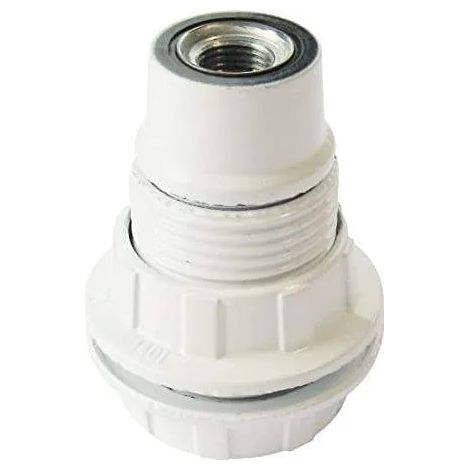 Toma roscada E14 blanca con 2 anillos, diámetro 10, 60W, 2A, 250V