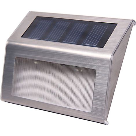 Irovami Lampe d'escalier solaire sans fil à 2 LED en acier inoxydable, pour escaliers, allées, jardins, sols, murs et terrasses. Éclairage paysager moderne, blanc, lot de 1. (1/5)