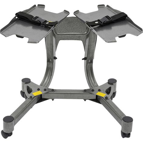 Supporto per bilanciere, robusta struttura in ferro, compatibile con bilancieri regolabili, colore grigio argento. (1/2)