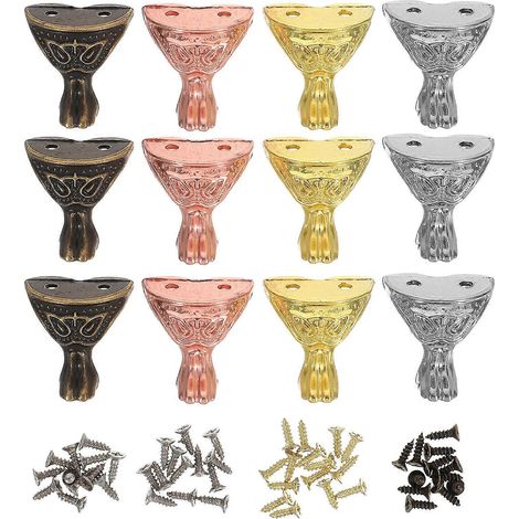 16 pieds de quincaillerie vintage : accessoires pour petits pieds de meubles, pieds de remplacement décoratifs pour coffres, adaptés aux commodes, armoires à bijoux et quincaillerie pour meubles ancie (1/5)