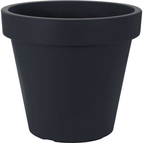 Kunststoff Pflanzkübel M mittelgroß - 38 cm/anthrazit - Blumenkübel rund für Außen und Innen - Pflanztopf Blumentopf Pflanzgefäß Übertopf