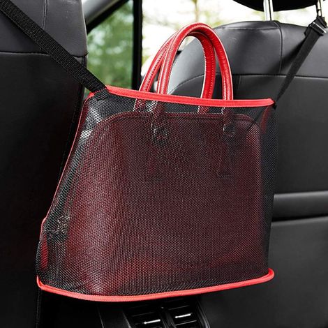 Filet De Rangement Pour Voiture - Filet Élastique Universel Entre Sièges Avant - Barrière Anti-Animaux Et Anti-Enfants - Rouge - 1 Pièce (1/5)