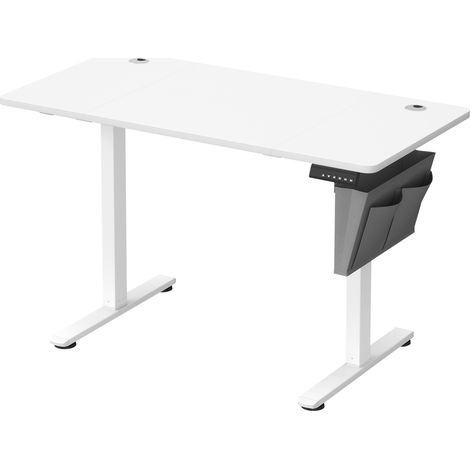 Songmics – Bureau électrique assis-debout réglable 60 x 120 cm – Hauteur 72-120 cm – 4 positions mémorisables – Pochette de rangement – Acier et aggloméré – Blanc nuage (1/5)