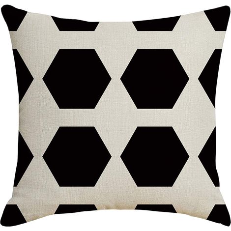 Housse De Coussin - Imprimé Noir Et Blanc - Résistante À L'Eau - Pour Coussin Hugging - 45 X 45 Cm - 1 Pièce (1/4)