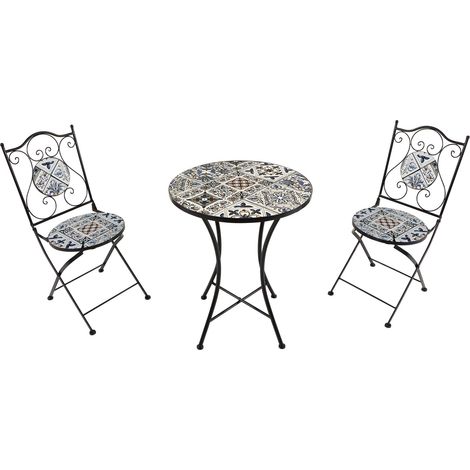 AXI Amélie Table et chaises bistrot, 2 Chaises 1 Table, Ensemble Bistro Extérieur - Bleu Clair Salon De Jardin Bistrot, Table Bistrot Mosaique Pour Jardin/Balcon/Terrasse