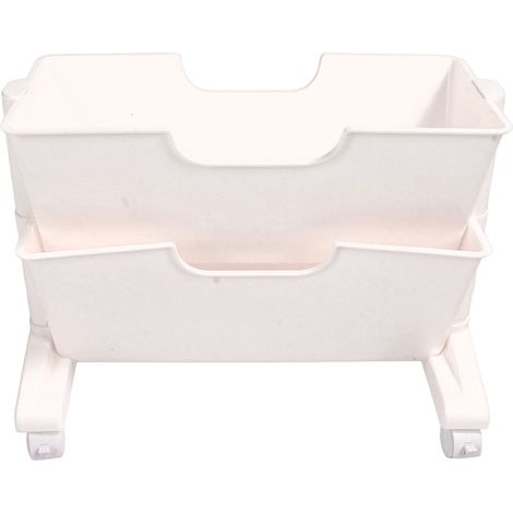 Étagère de bureau mobile à double niveau, blanche, petite bibliothèque avec chariot, rangement pour dortoir (1/5)
