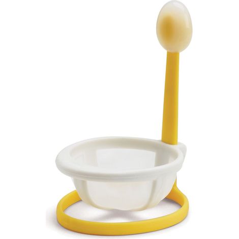Chef'n - Invasatore con manico per uova in camicia, bianco/giallo, 8 x 9,5 x 14 cm