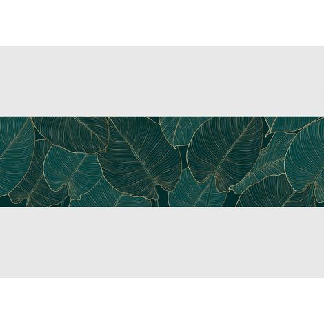 Frise murale auto-adhésive feuille verte elliptique – Longueur 500 cm – Largeur 13.8 cm – Impression numérique vinyle – 1 pièce – Ag Art (1/5)