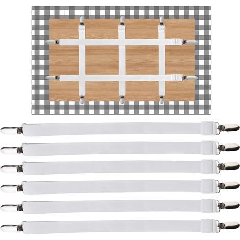 Ahlsen Lot de 6 pinces à nappe invisibles pour extérieur, pinces à nappe invisibles, pinces à bande élastique pour fixer une nappe, une table de pique-nique, un canapé-lit (blanc) (1/5)