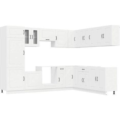 vidaXL Mueble de cocina Kalmar blanco 14 piezas madera contrachapada (1/2)