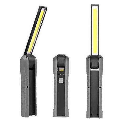 YMYNY Wiederaufladbare LED-Lampe, wiederaufladbare tragbare LED-COB-Taschenlampe mit Magnetfuß, 3 Modi, 210 Grad faltbar, für Camping, Autoreparatur, Notfall (1/4)