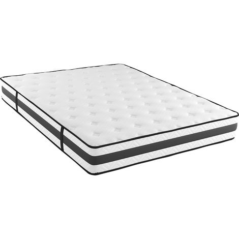 Materasso Matrimoniale H3 Medio Rigido Con 240 Molle Insacchettate Al M, 5 Zone Di Comfort Double Sided Supporto Ergonomico E Alta Traspirabilità 160 x 190 x 24 Cm