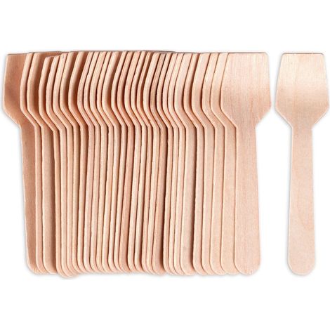 Cucchiaini da gelato in legno monouso, 9,5 cm, 30 pezzi. (1/5)