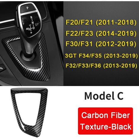 (Modèle C LHD) Convient pour BMW : panneau de levier de vitesse, cache-pommeau, texture fibre de carbone. Compatible avec les BMW F30, F10, F15, F07, F20, F21, F22, F32, F34 et F3. (1/5)