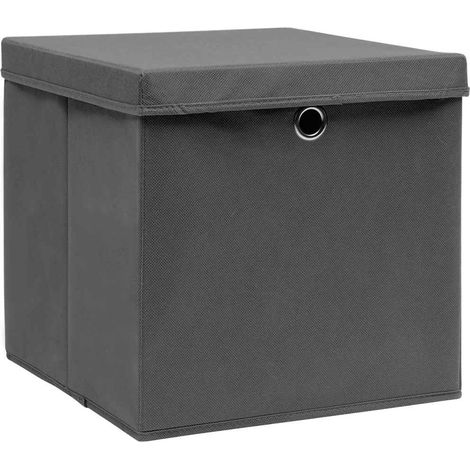 vidaXL Contenitori con Coperchi 4 pz 28x28x28 cm Grigio