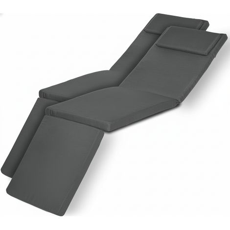 2er Set Luxus Deckchair Auflage LoftLux DC 175x45x5cm Graphitgrau