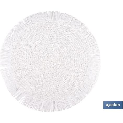 Pack de 6 sous-assiettes rondes à franges blanches 38 cm