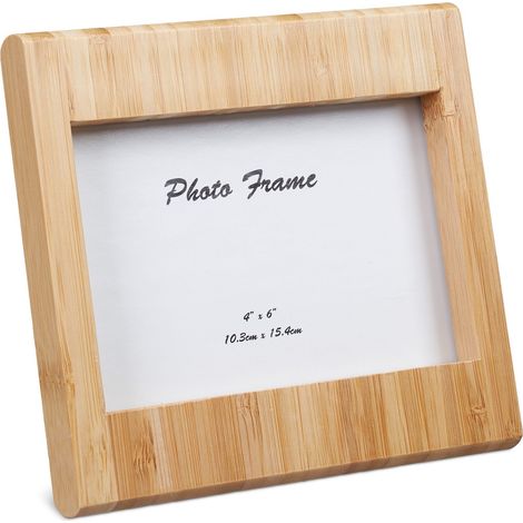 Cadre photo sur pieds en bambou naturel 20 x 25 cm pour bureau ou salon style épuré (1/5)
