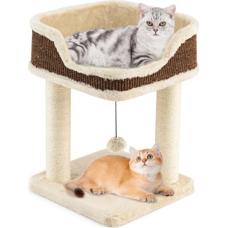 Tiragraffi 3 in 1 per appartamenti 38 x 38 x 51 cm comfort accogliente e tiragraffi in sisal beige 200013099