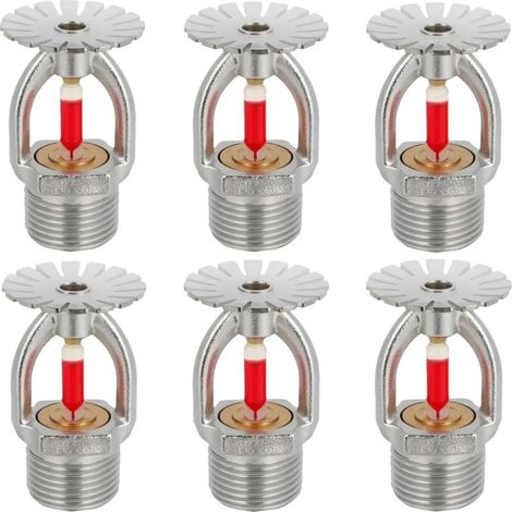 Lot de 6 têtes d'extincteur automatique, type pendant, 155℉ (68°C), filetage NPT 1/2", K=80, pulvérisation d'eau vers le bas (1/5)