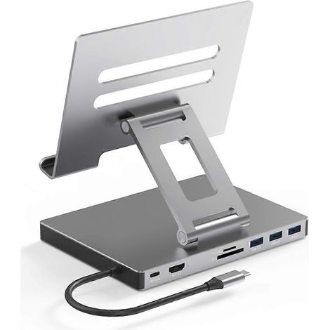 Hub USB-C avec 9 ports Gigabit Ethernet, 2 ports HDMI 4K, Ethernet et support pour ordinateur portable PD100W - 8 en 1 (1/5)